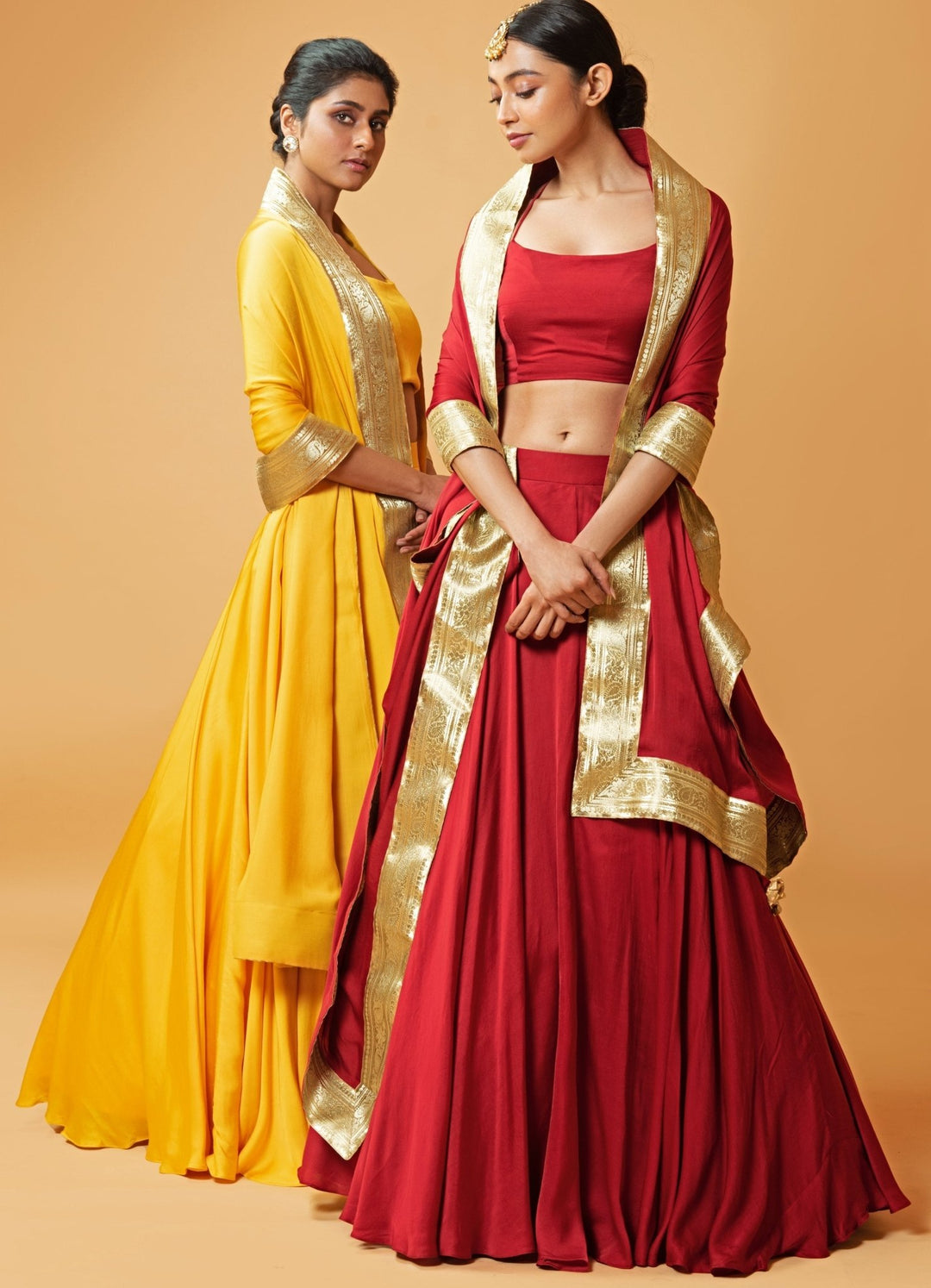 Sunflower Yellow and Gold Strappy Blouse Set QAT By Agni - Fabilicious Fashion