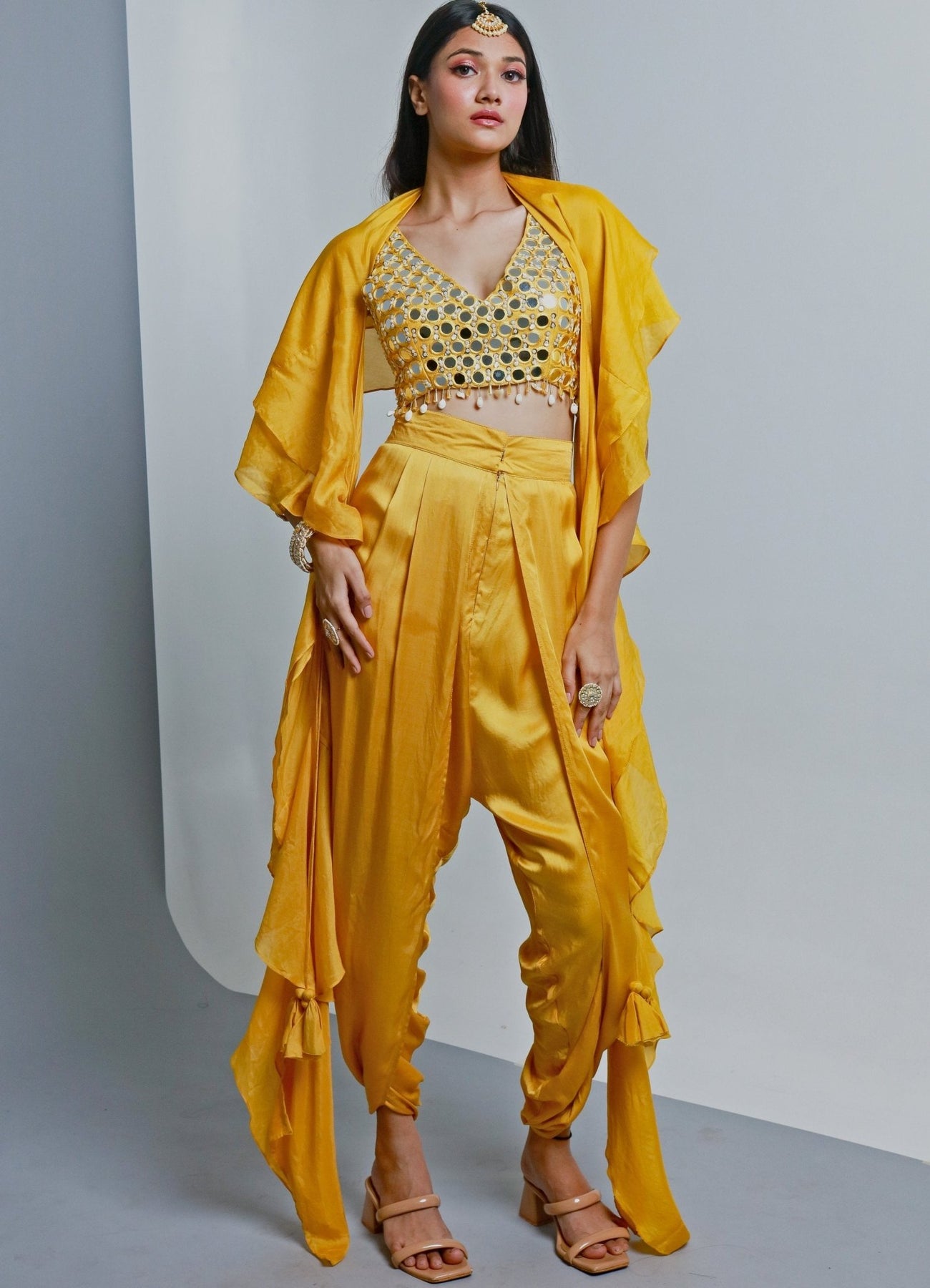 Misted Yellow suit set with dhoti pants – House of Ta-Ya