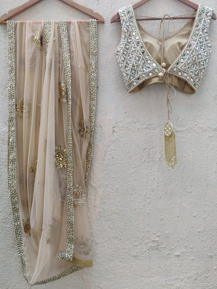 Teal Blue And Nude Lehenga Set Priti Sahni - Fabilicious Fashion