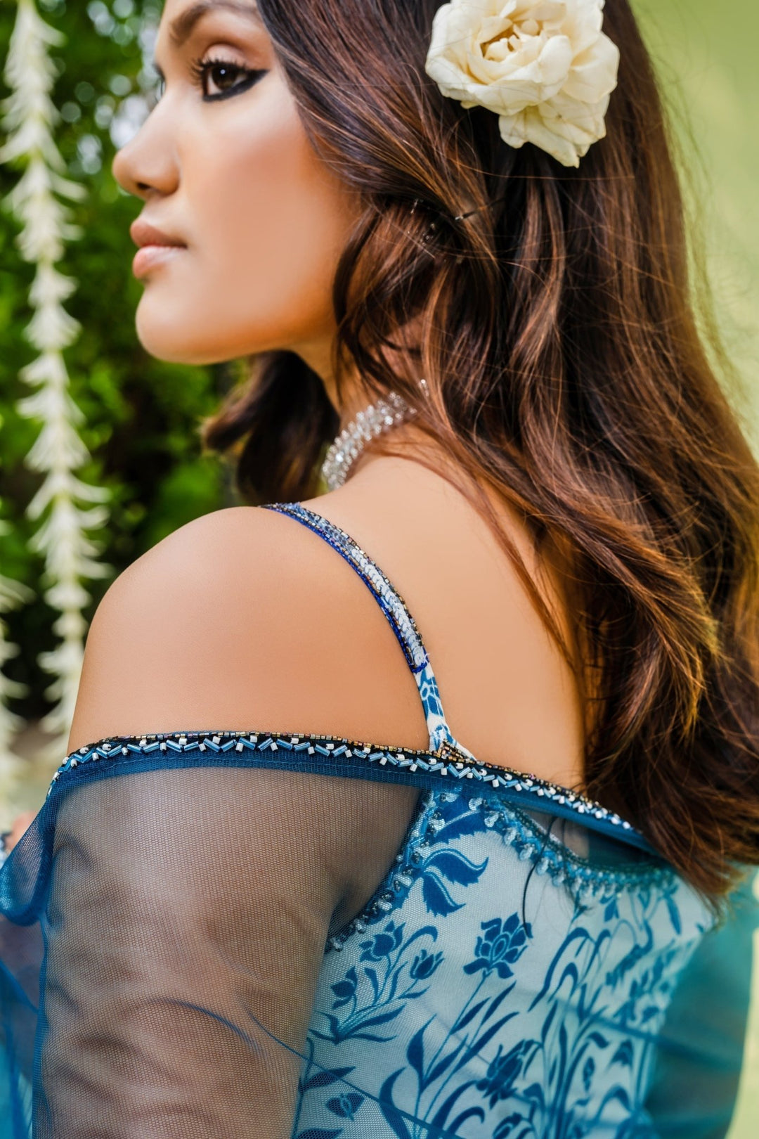 Teal Blue Floral Printed Crepe Sharara Set With Dupatta Redpine - Fabilicious Fashion