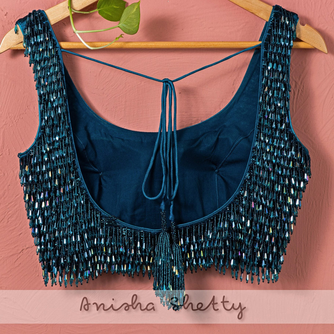 Teal Blue Shimmer Lehenga Set Anisha Shetty - Fabilicious Fashion