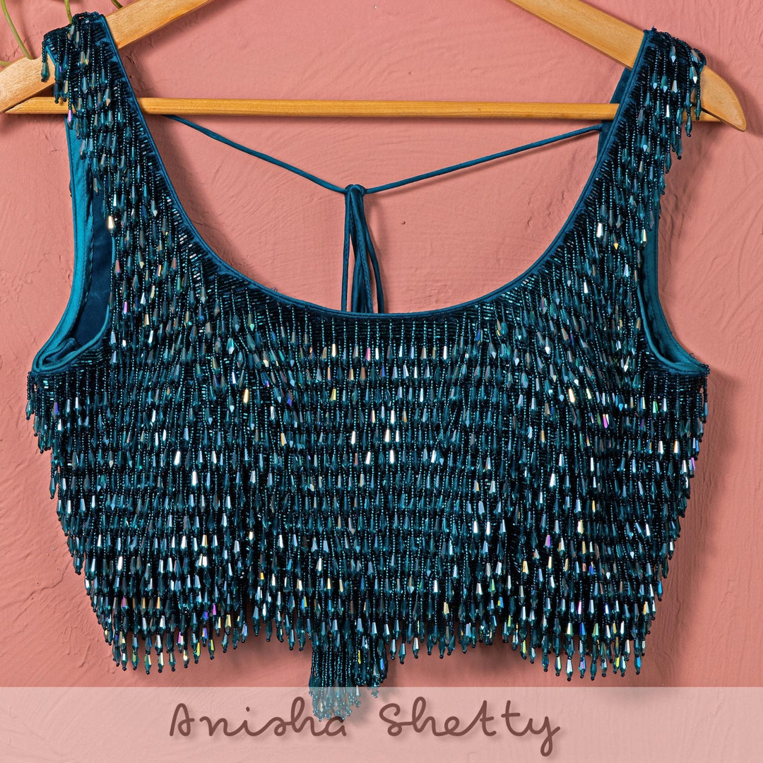 Teal Blue Shimmer Lehenga Set Anisha Shetty - Fabilicious Fashion