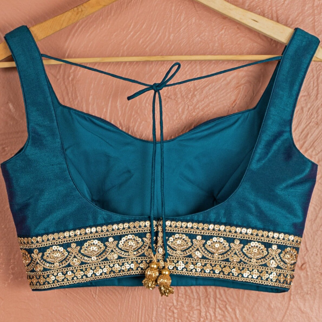 Teal Blue Stonework Silk Lehenga With Teal Blue Zari Blouse Anisha Shetty - Fabilicious Fashion