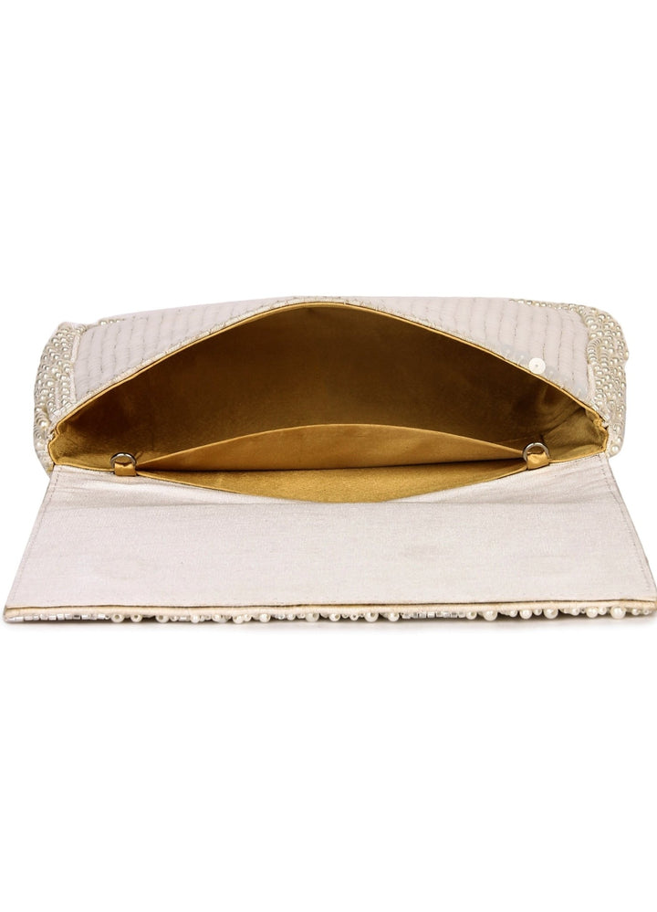 Tessellation Ivory Pearl Clutch The Purple Sack - Fabilicious Fashion