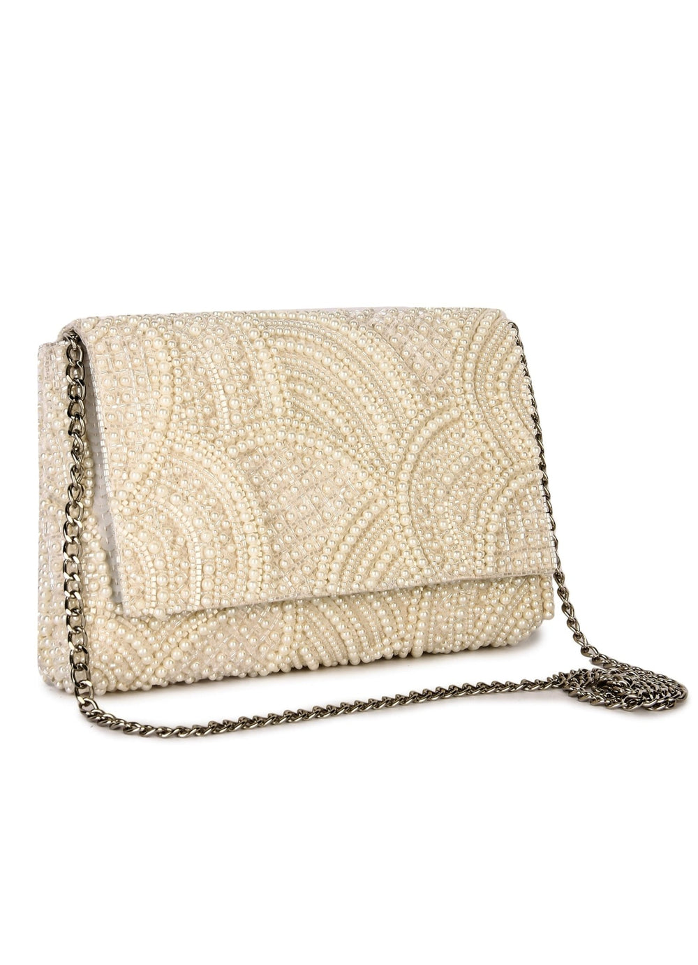 Tessellation Ivory Pearl Clutch The Purple Sack - Fabilicious Fashion