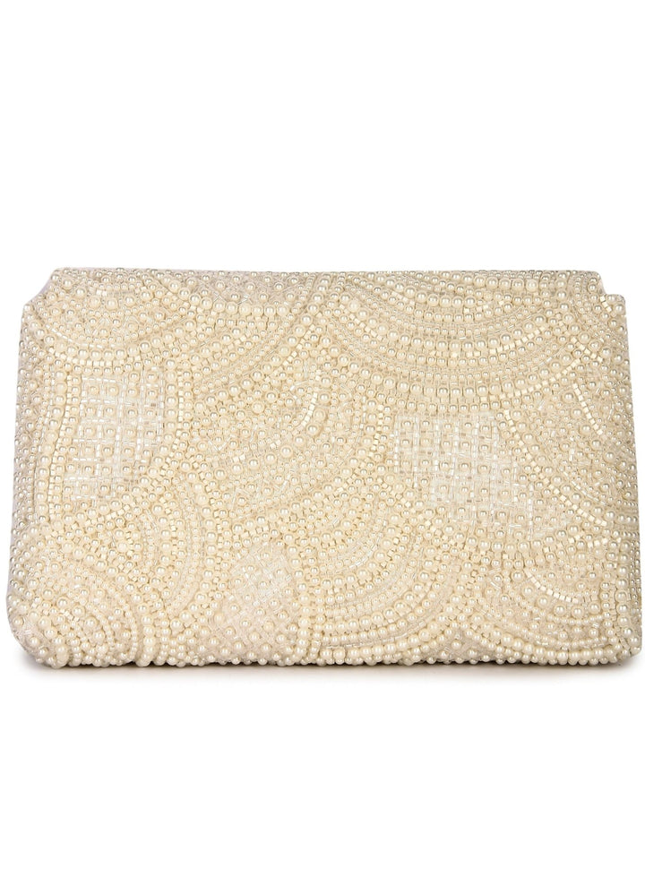 Tessellation Ivory Pearl Clutch The Purple Sack - Fabilicious Fashion