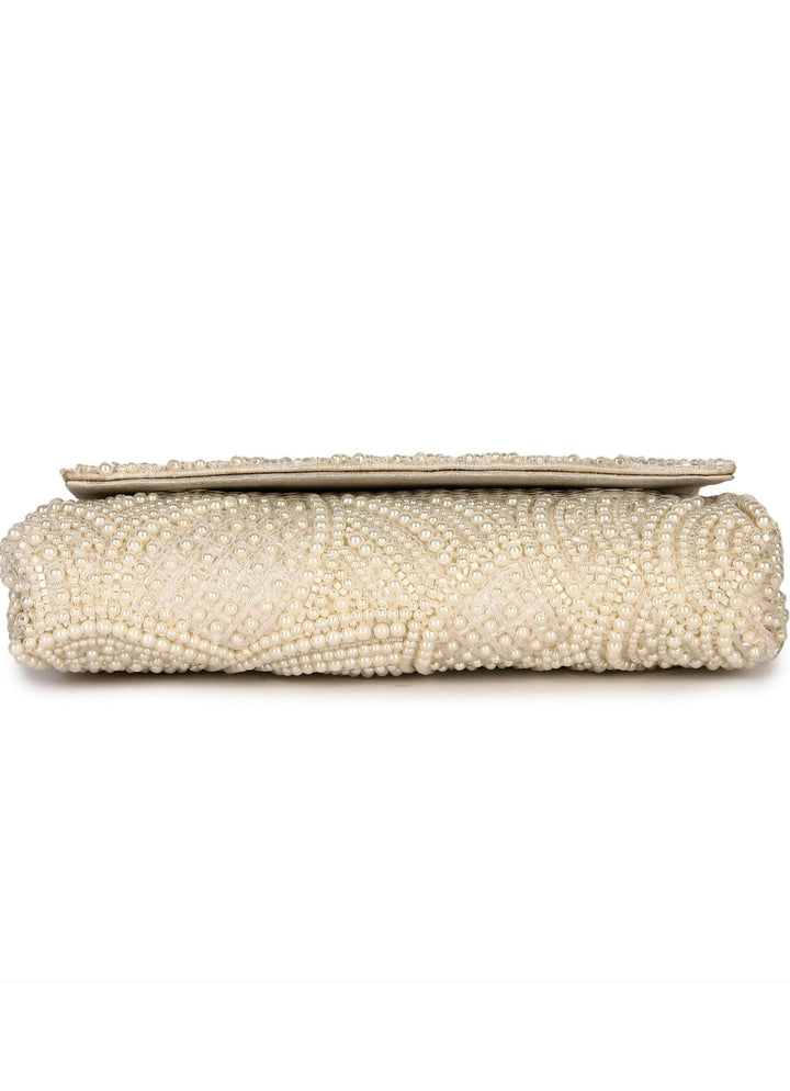 Tessellation Ivory Pearl Clutch The Purple Sack - Fabilicious Fashion