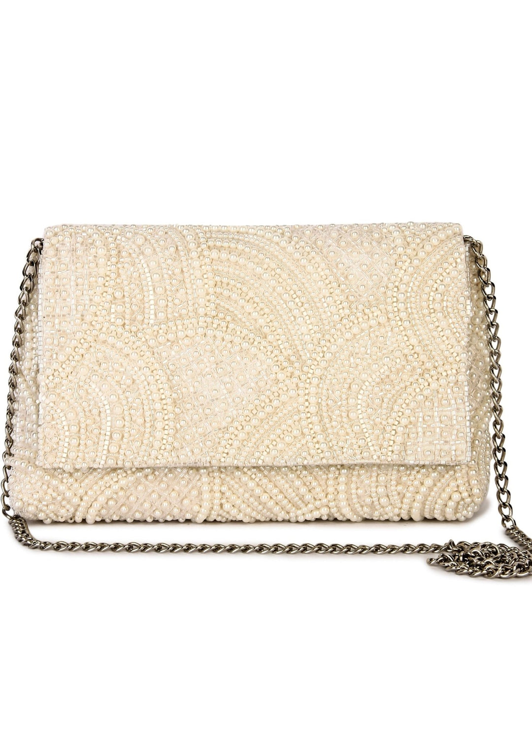 Tessellation Ivory Pearl Clutch The Purple Sack - Fabilicious Fashion
