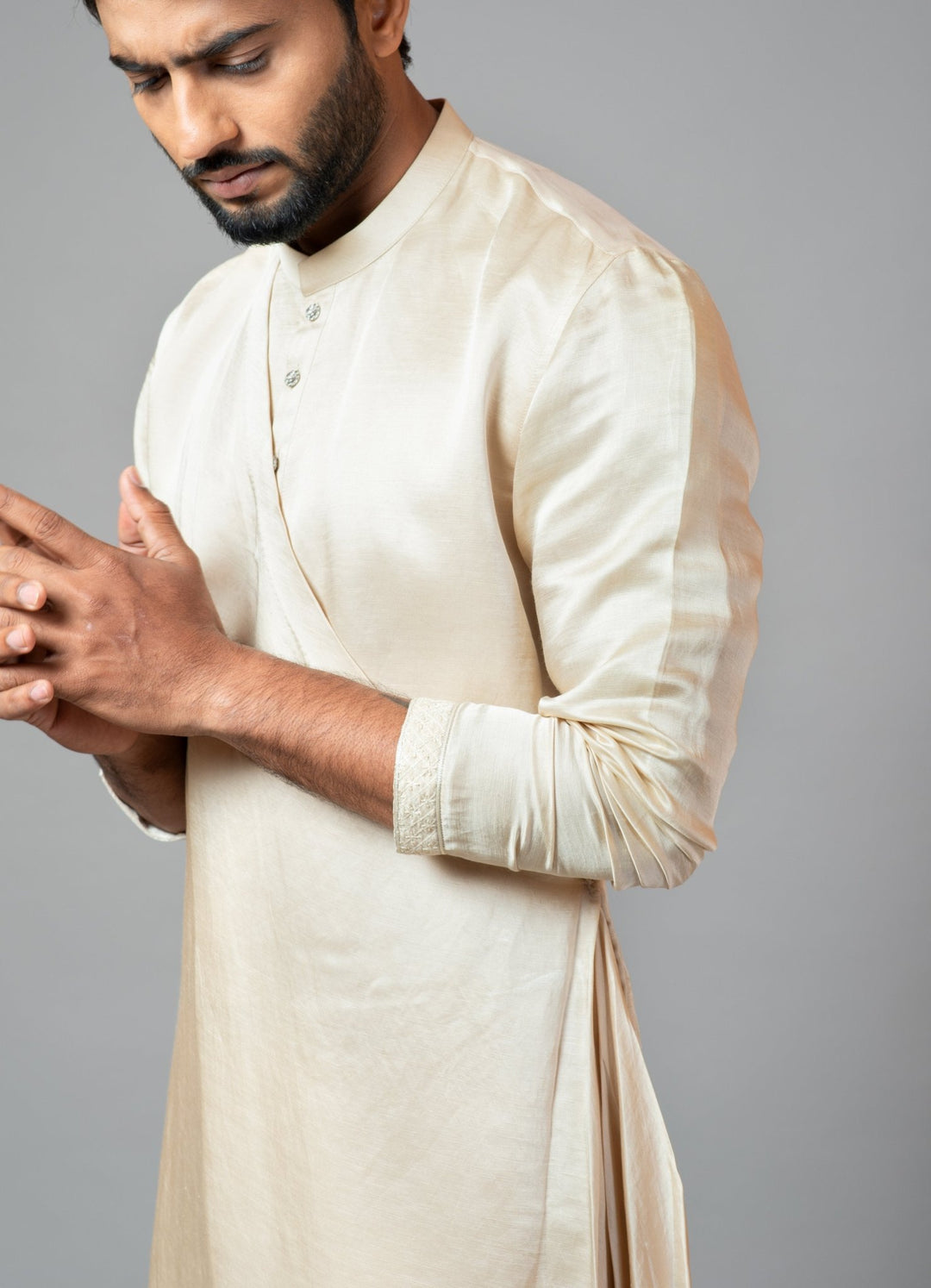 Tie & Dye Green Nehru Jacket With Drape Kurta And Pant Pajama Smriti - Fabilicious Fashion