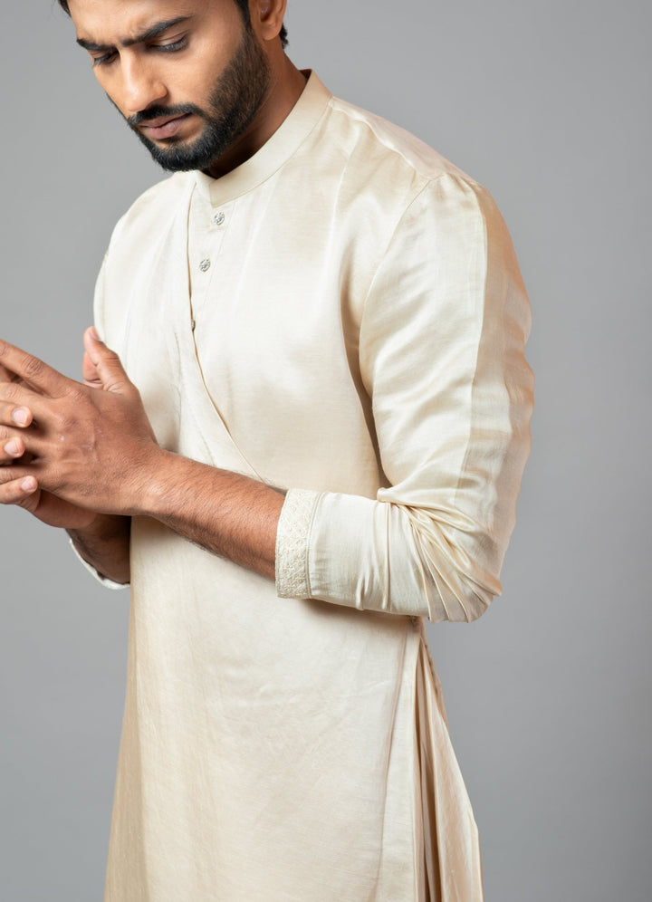 Tie & Dye Green Nehru Jacket With Drape Kurta And Pant Pajama Smriti - Fabilicious Fashion