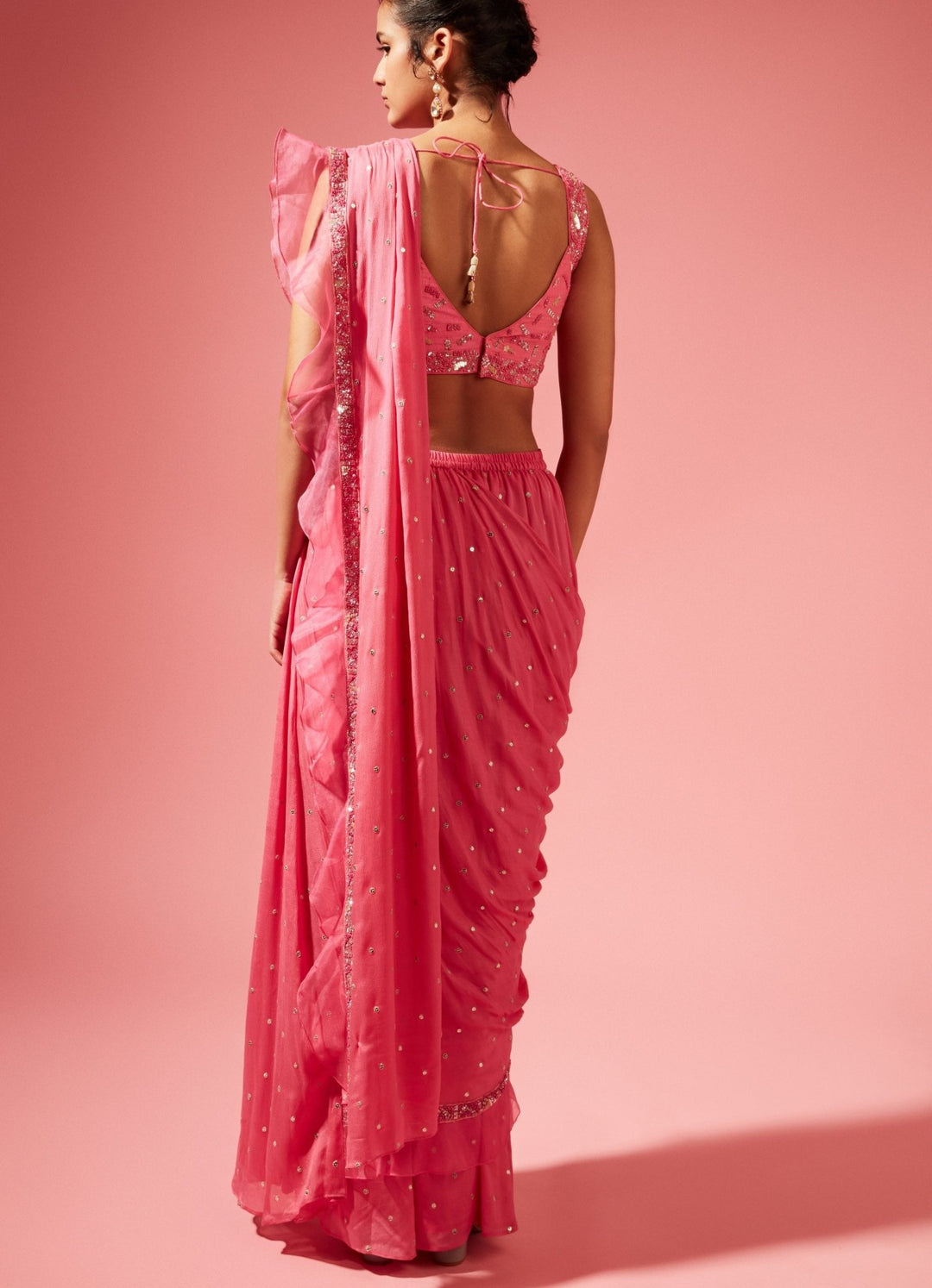 Tori Pink Pre-Stitched Saree Chamee n Palak - Fabilicious Fashion