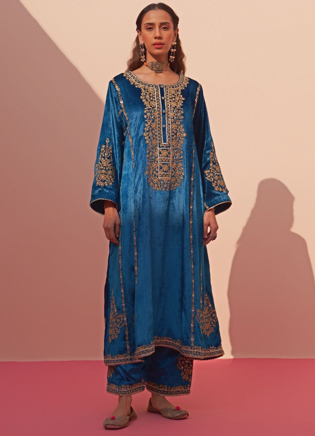 Turquoise Blue Kurta Set Angad Singh - Fabilicious Fashion