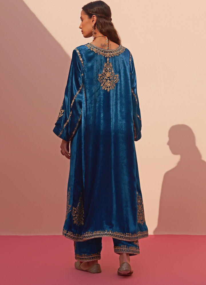 Turquoise Blue Kurta Set Angad Singh - Fabilicious Fashion