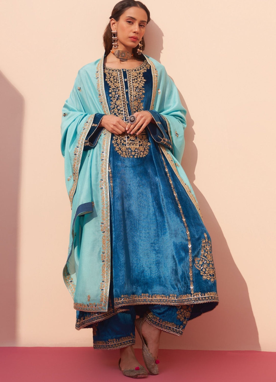 Turquoise Blue Kurta Set Angad Singh - Fabilicious Fashion