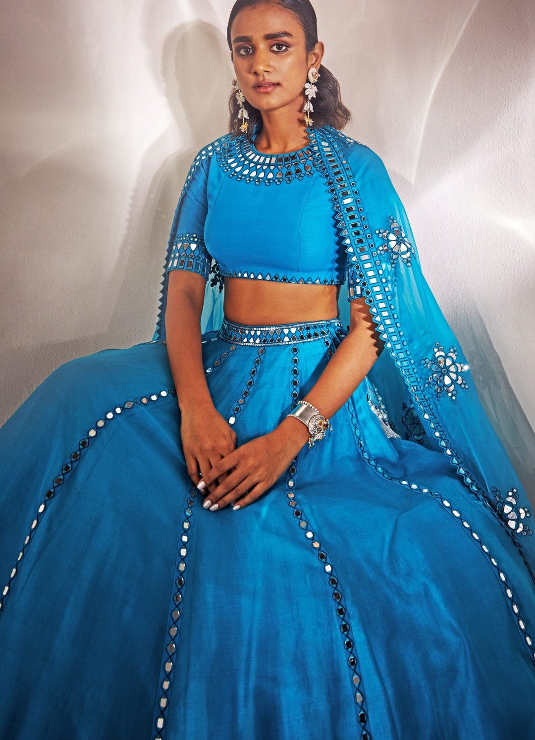 Turquoise Blue Lehenga Set Vvani by Vani Vats - Fabilicious Fashion