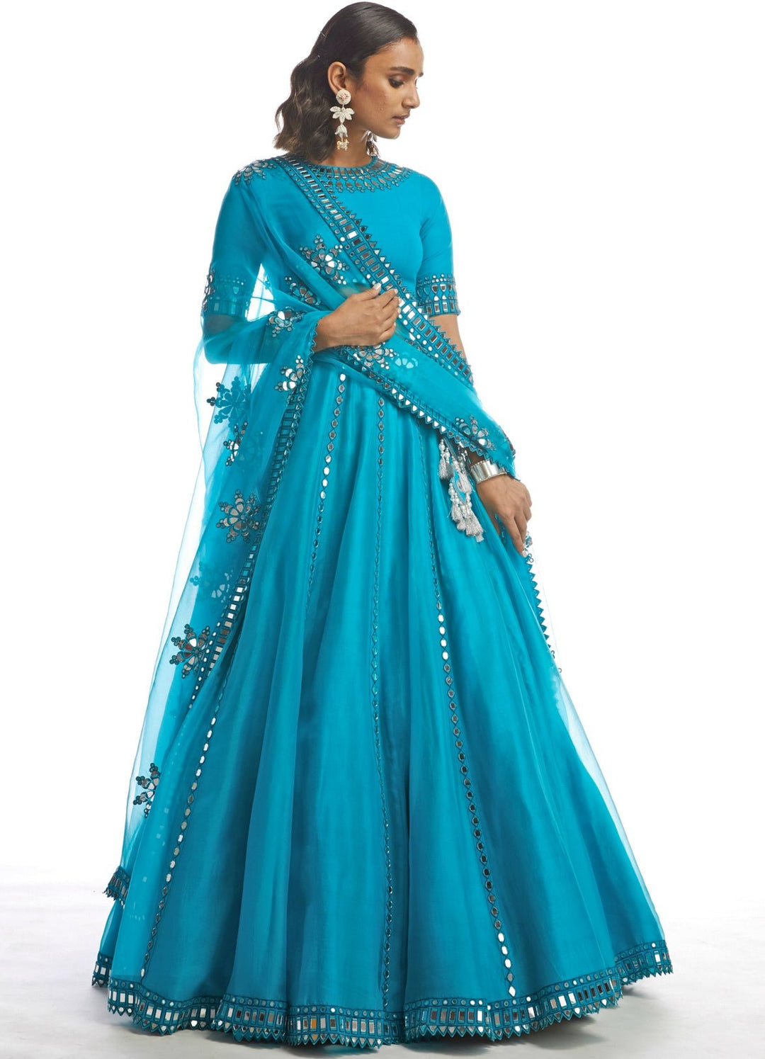 Turquoise Blue Lehenga Set Vvani by Vani Vats - Fabilicious Fashion