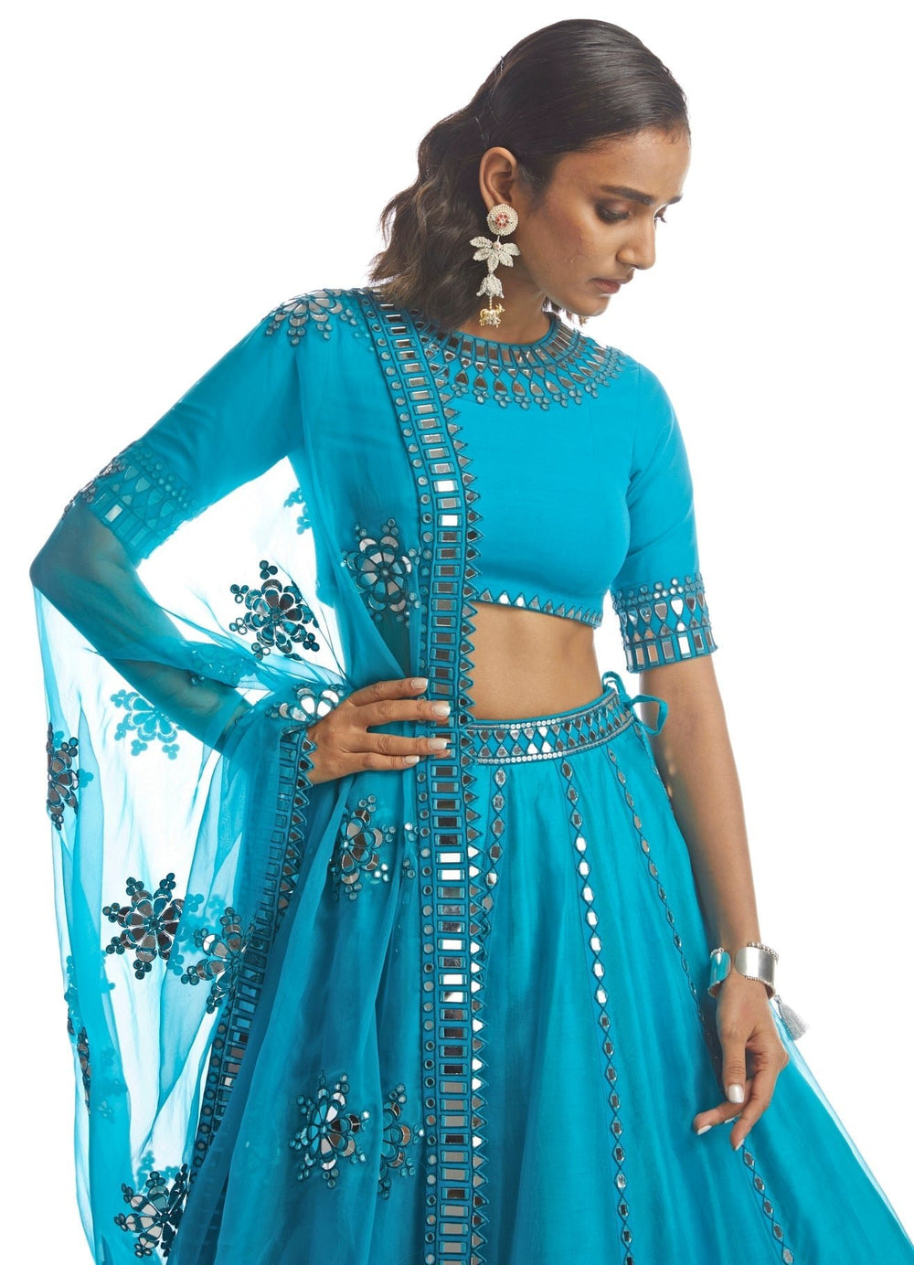 Turquoise Blue Lehenga Set Vvani by Vani Vats - Fabilicious Fashion