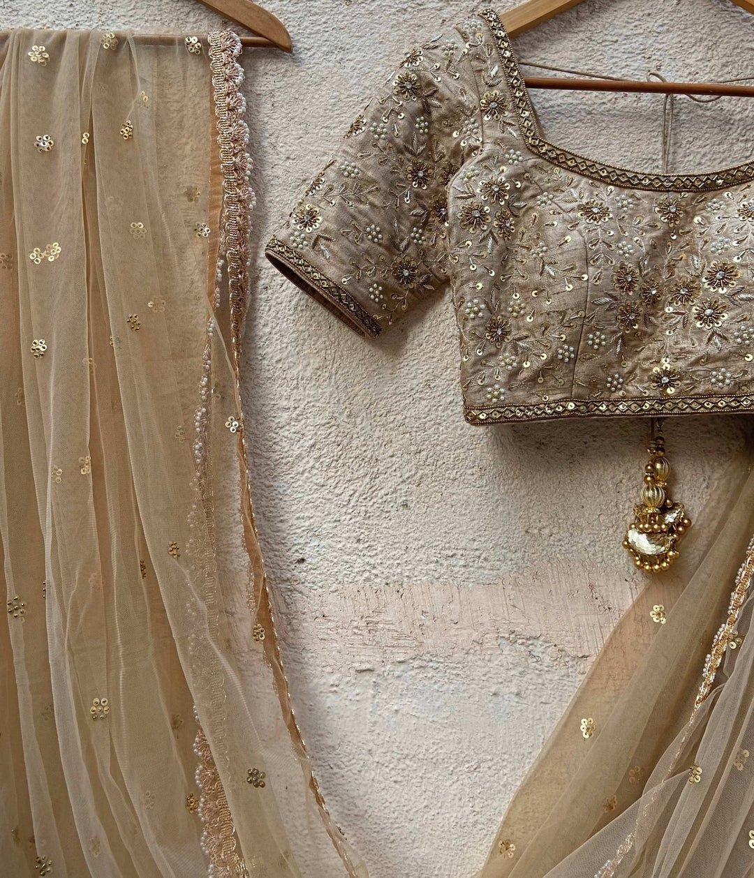 Vintage Gold Raw Silk Lehenga Set Priti Sahni - Fabilicious Fashion