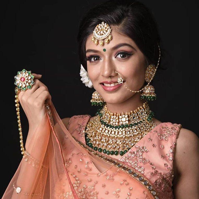 White And Green Jadtar Stone 2 Line Choker Bridal Set With Jhumki Earrings Riana by Shikha Jindal - Fabilicious Fashion