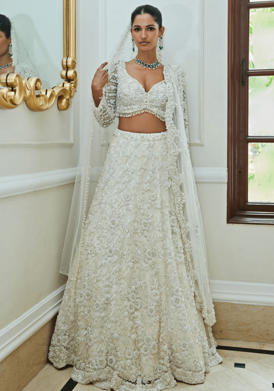 White Bridal Lehenga Set Nitika Gujral - Fabilicious Fashion