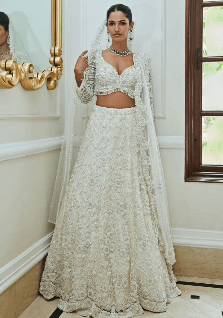 White Bridal Lehenga Set Nitika Gujral - Fabilicious Fashion