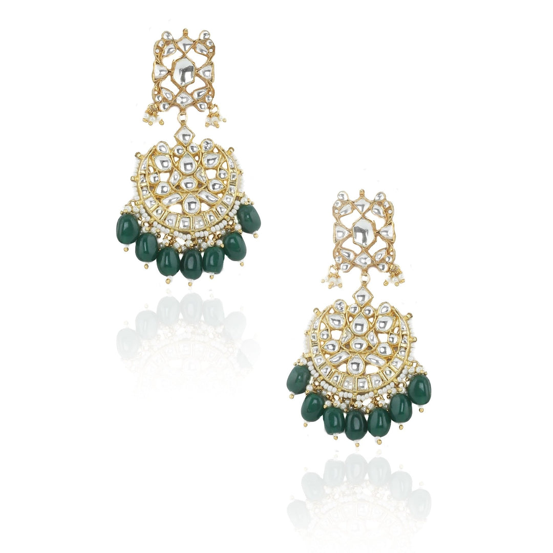 White Choker Set With Green Beads Riana by Shikha Jindal - Fabilicious Fashion