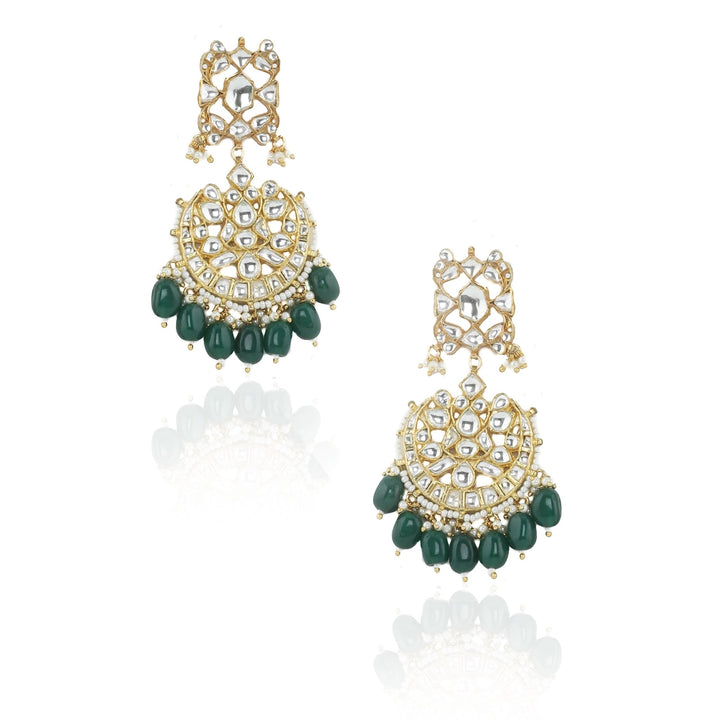 White Choker Set With Green Beads Riana by Shikha Jindal - Fabilicious Fashion