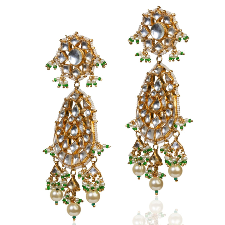 White Jadtar Stone Necklace Set Riana by Shikha Jindal - Fabilicious Fashion