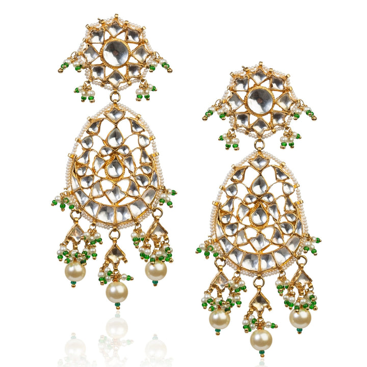 White Jadtar Stone Necklace Set Riana by Shikha Jindal - Fabilicious Fashion