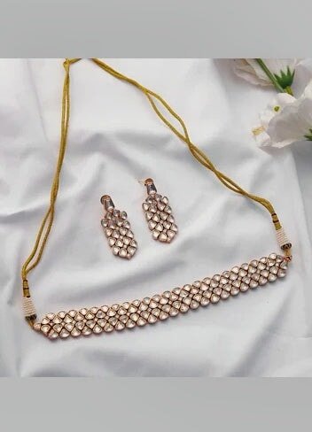 White Kundan Choker Polki Set Zevar by Geeta - Fabilicious Fashion
