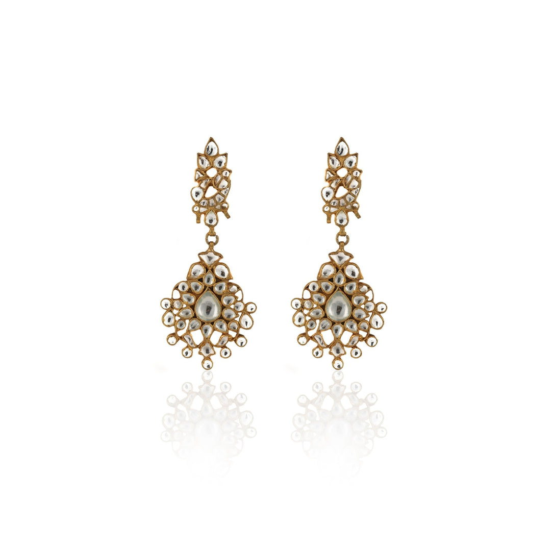 White Kundan Earrings Riana by Shikha Jindal - Fabilicious Fashion