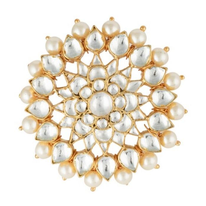 White Pearl Flower Ring Riana by Shikha Jindal - Fabilicious Fashion