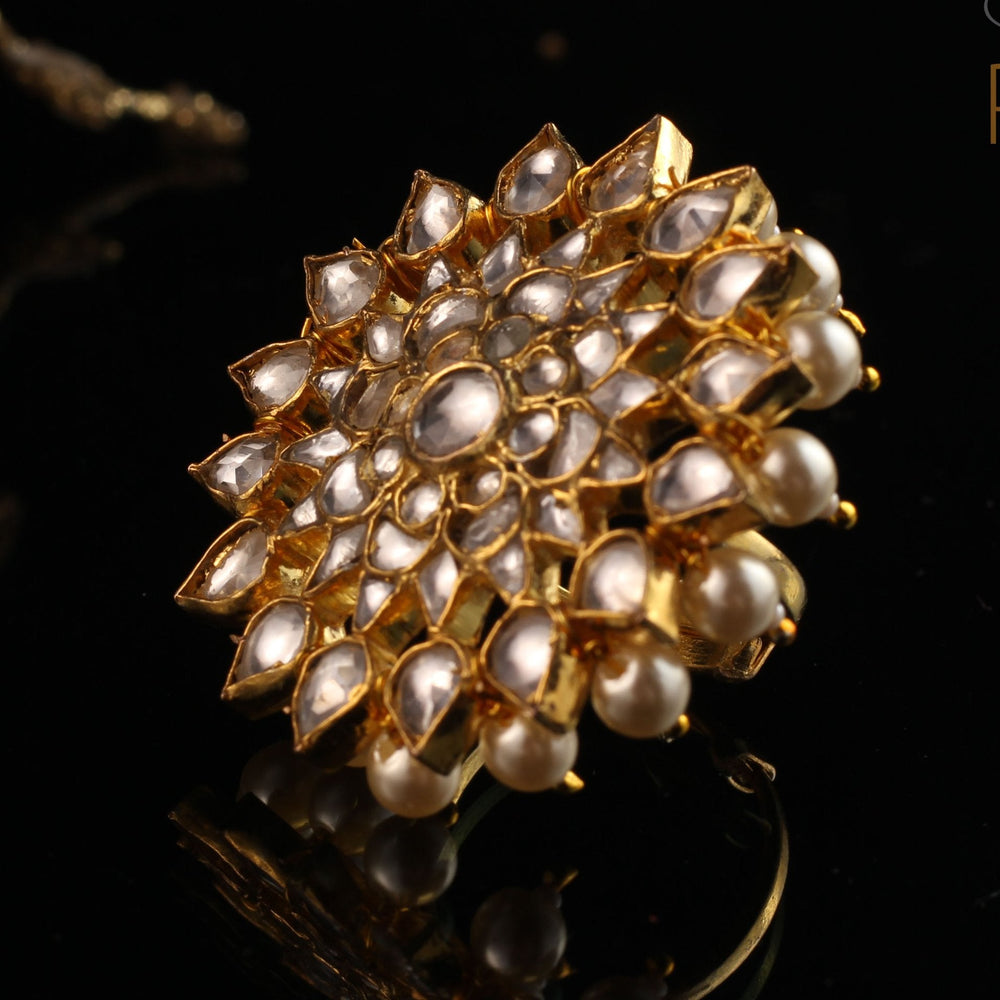 White Pearl Flower Ring Riana by Shikha Jindal - Fabilicious Fashion