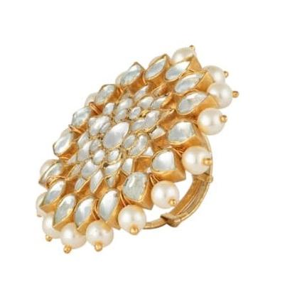White Pearl Flower Ring Riana by Shikha Jindal - Fabilicious Fashion
