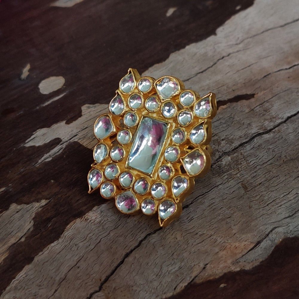 White Rectangle Ring Riana by Shikha Jindal - Fabilicious Fashion