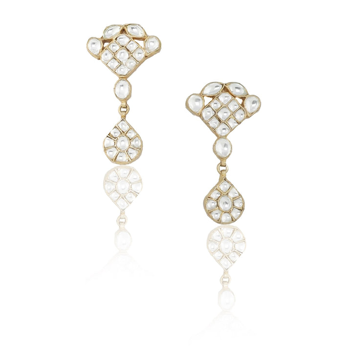 White Small Jadtar Stone Necklace Set Riana by Shikha Jindal - Fabilicious Fashion