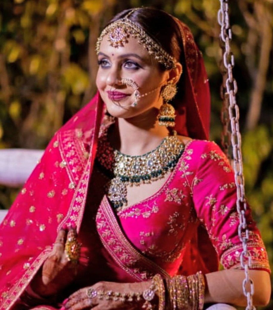 White Stone with Green Moti Work Nath Riana by Shikha Jindal - Fabilicious Fashion