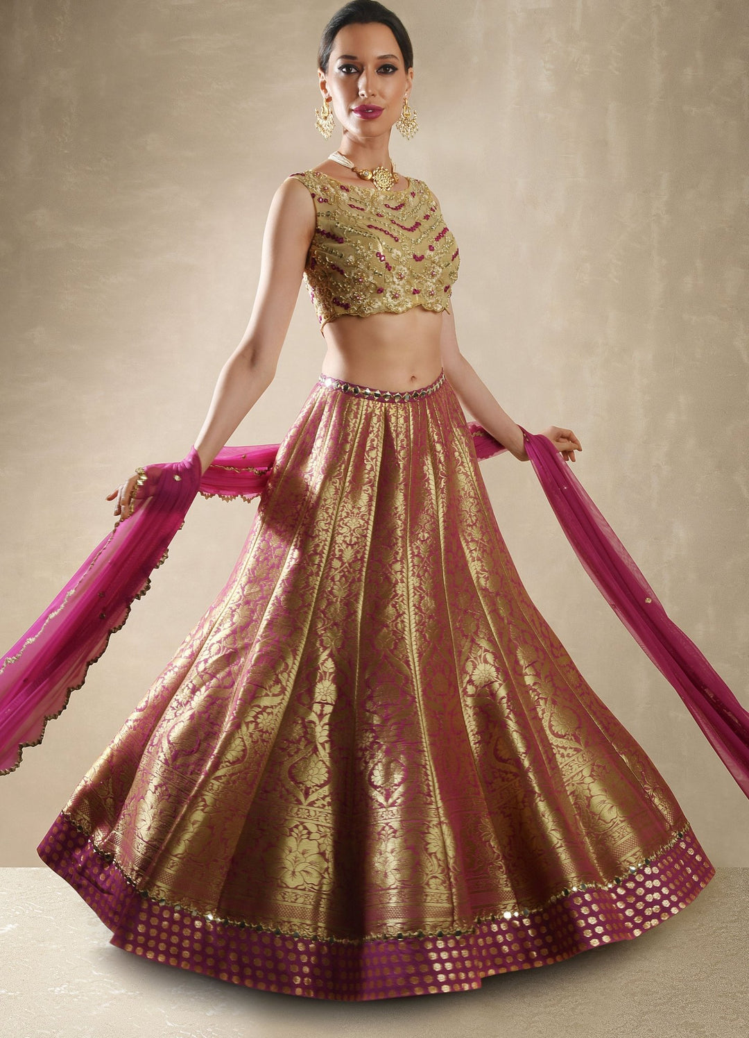 Wisteria Benarsi Brocade Lehenga Set Renee - Fabilicious Fashion