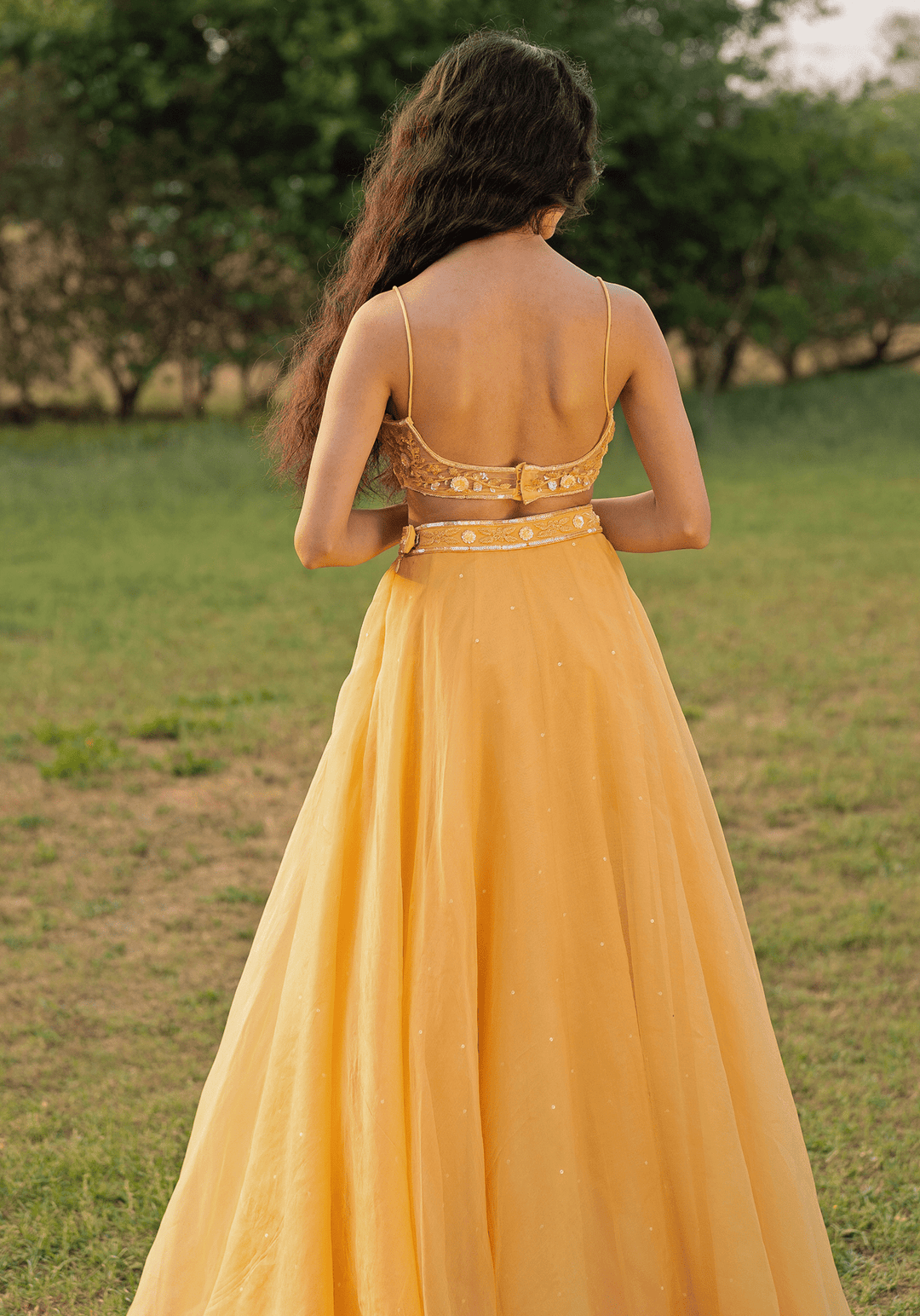 Yellow Embroidered Lehenga Set Zoon Tribe - Fabilicious Fashion