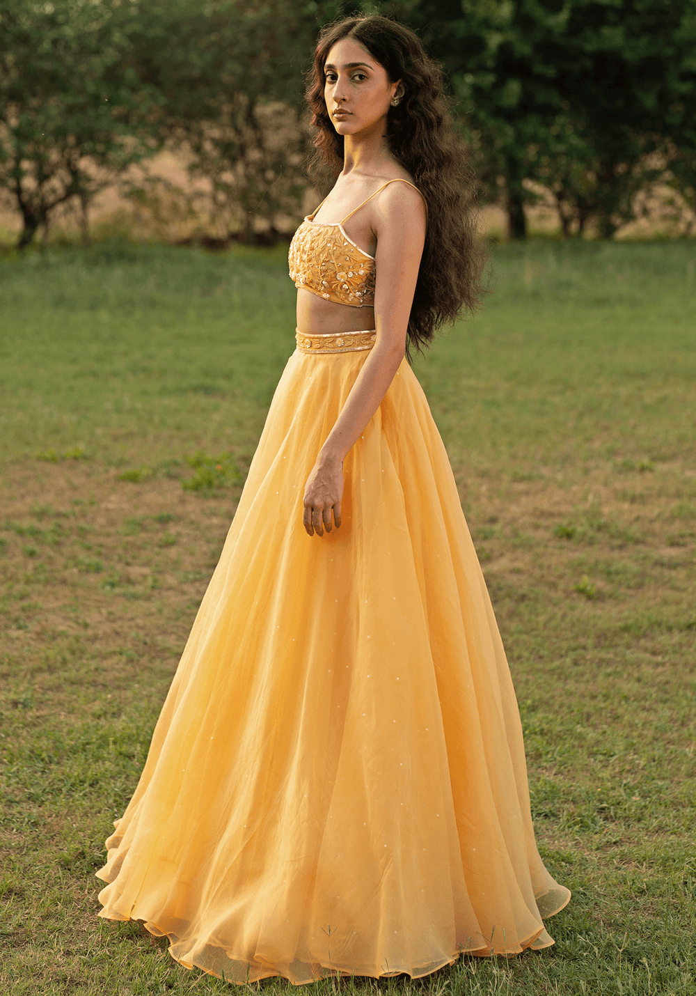 Yellow Embroidered Lehenga Set Zoon Tribe - Fabilicious Fashion