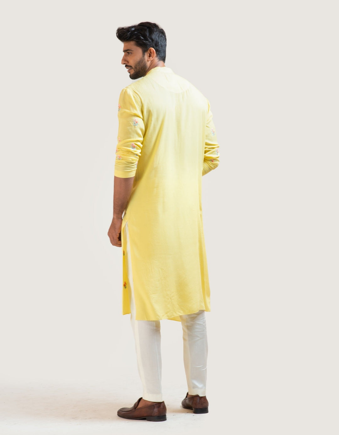 Yellow Floral Motif Kurta Set Smriti - Fabilicious Fashion