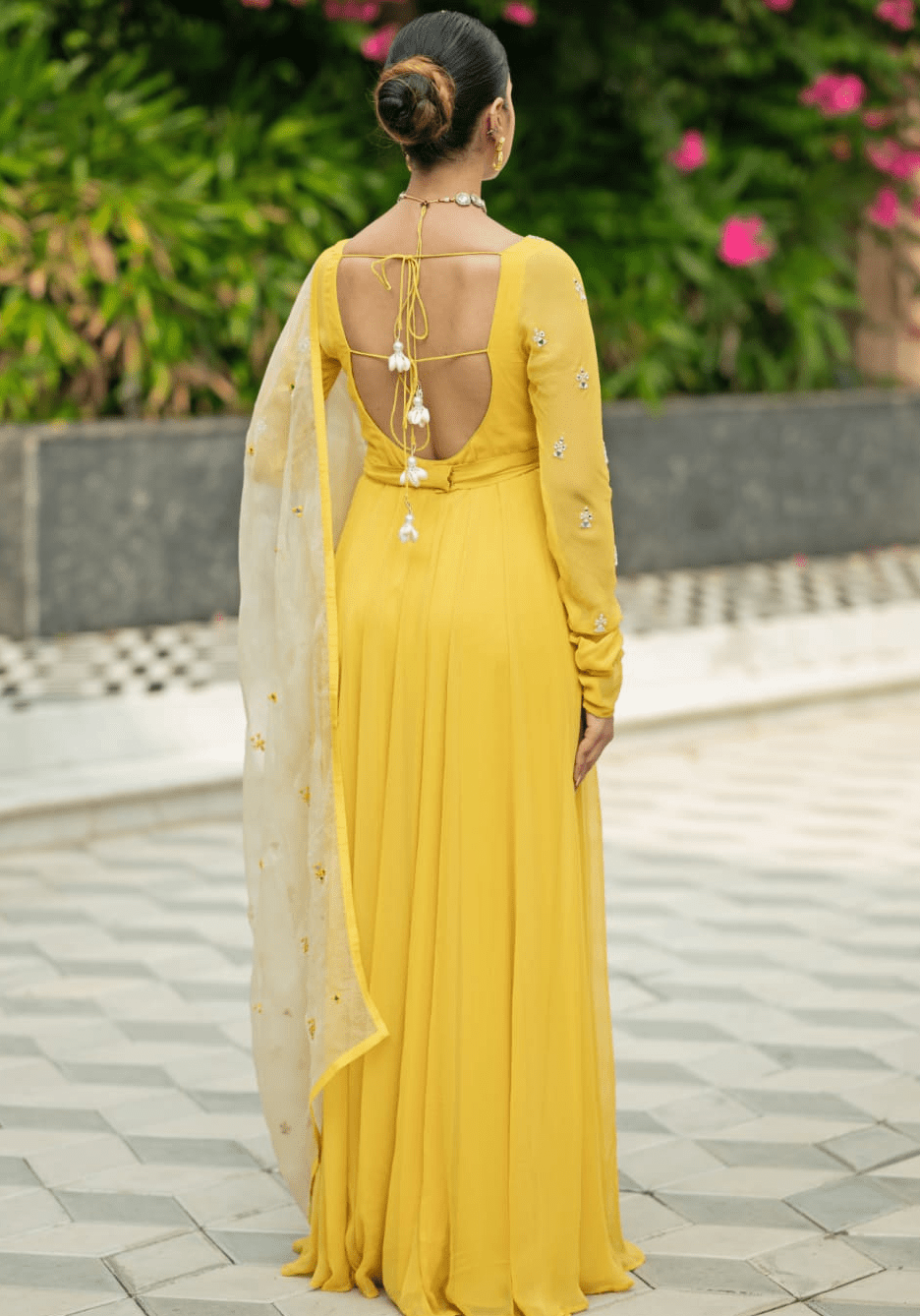 Yellow Georgette Anarkali set Esha Koul - Fabilicious Fashion