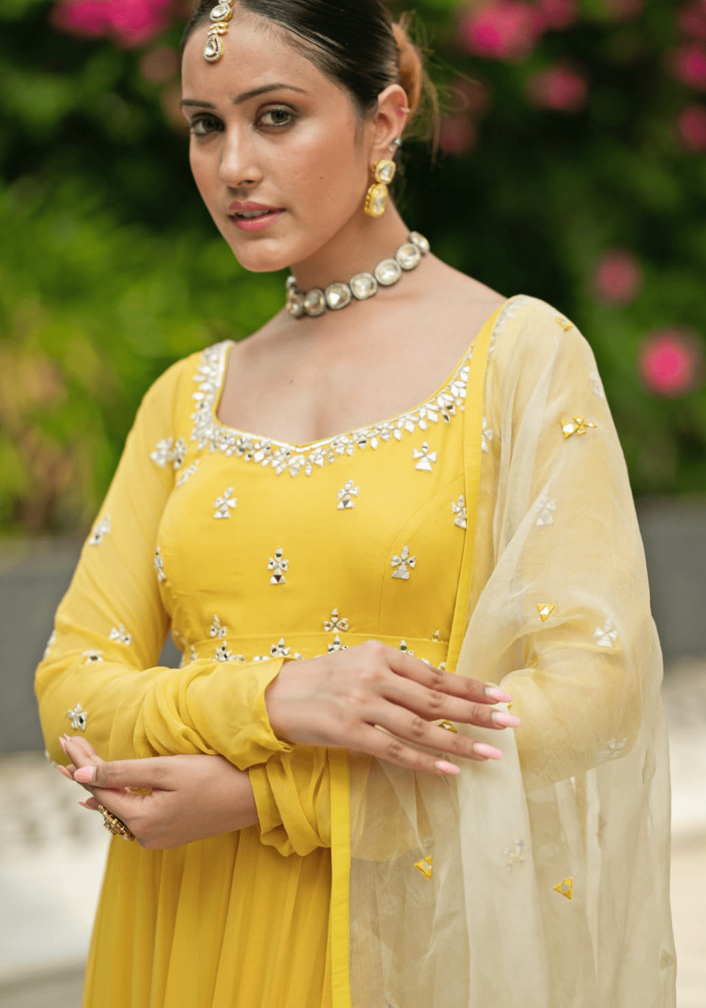 Yellow Georgette Anarkali set Esha Koul - Fabilicious Fashion