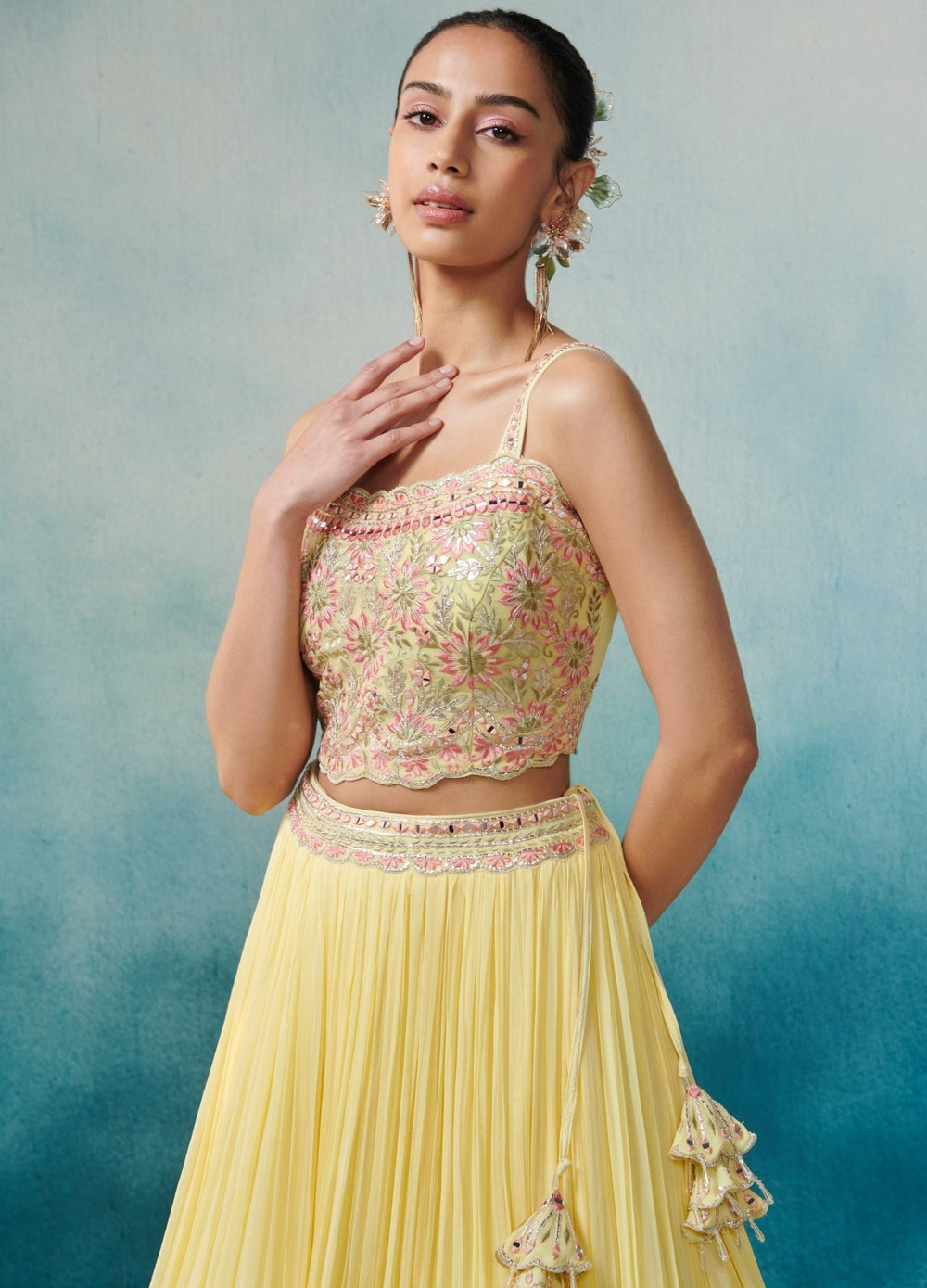 Yellow Georgette Lehenga Cape Set Suhino - Fabilicious Fashion