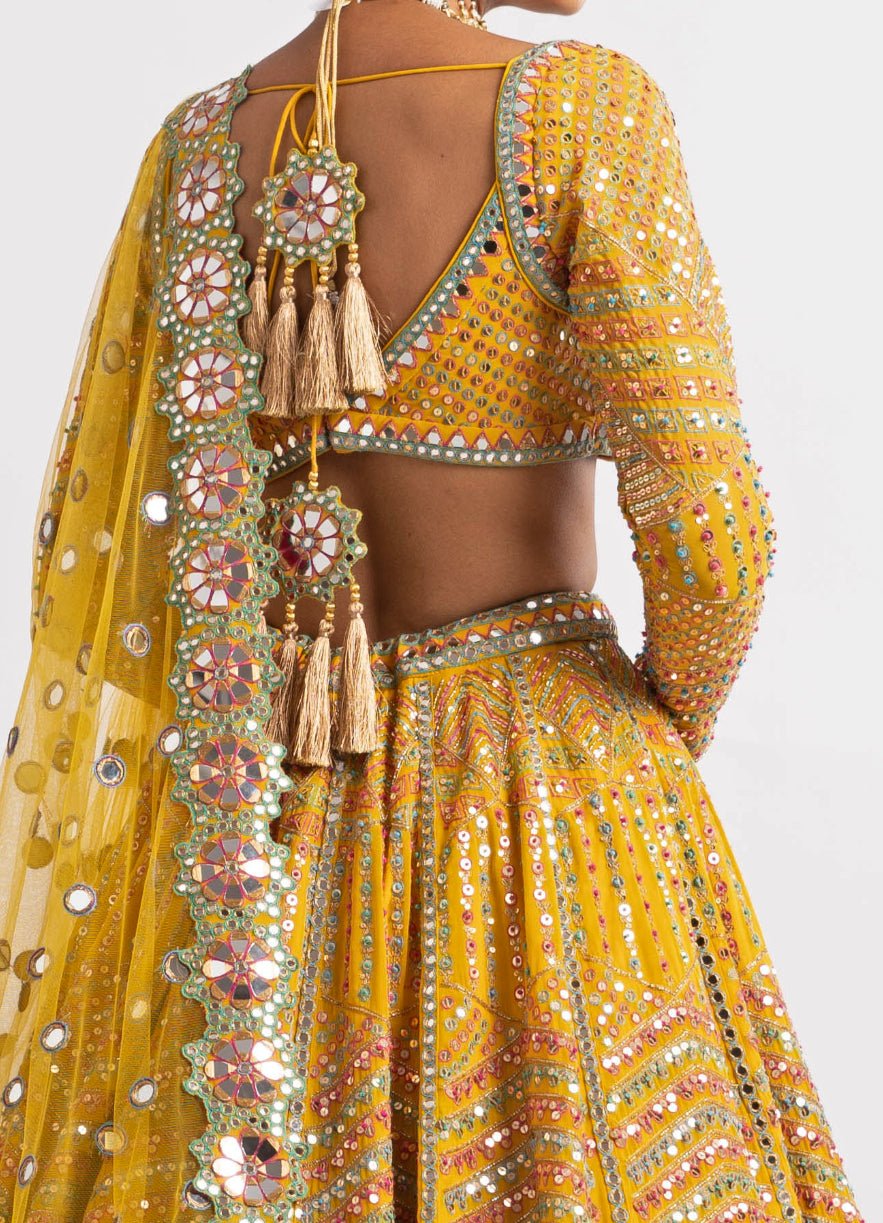 Yellow Heavy Multi Color Lehenga Set Vvani by Vani Vats - Fabilicious Fashion