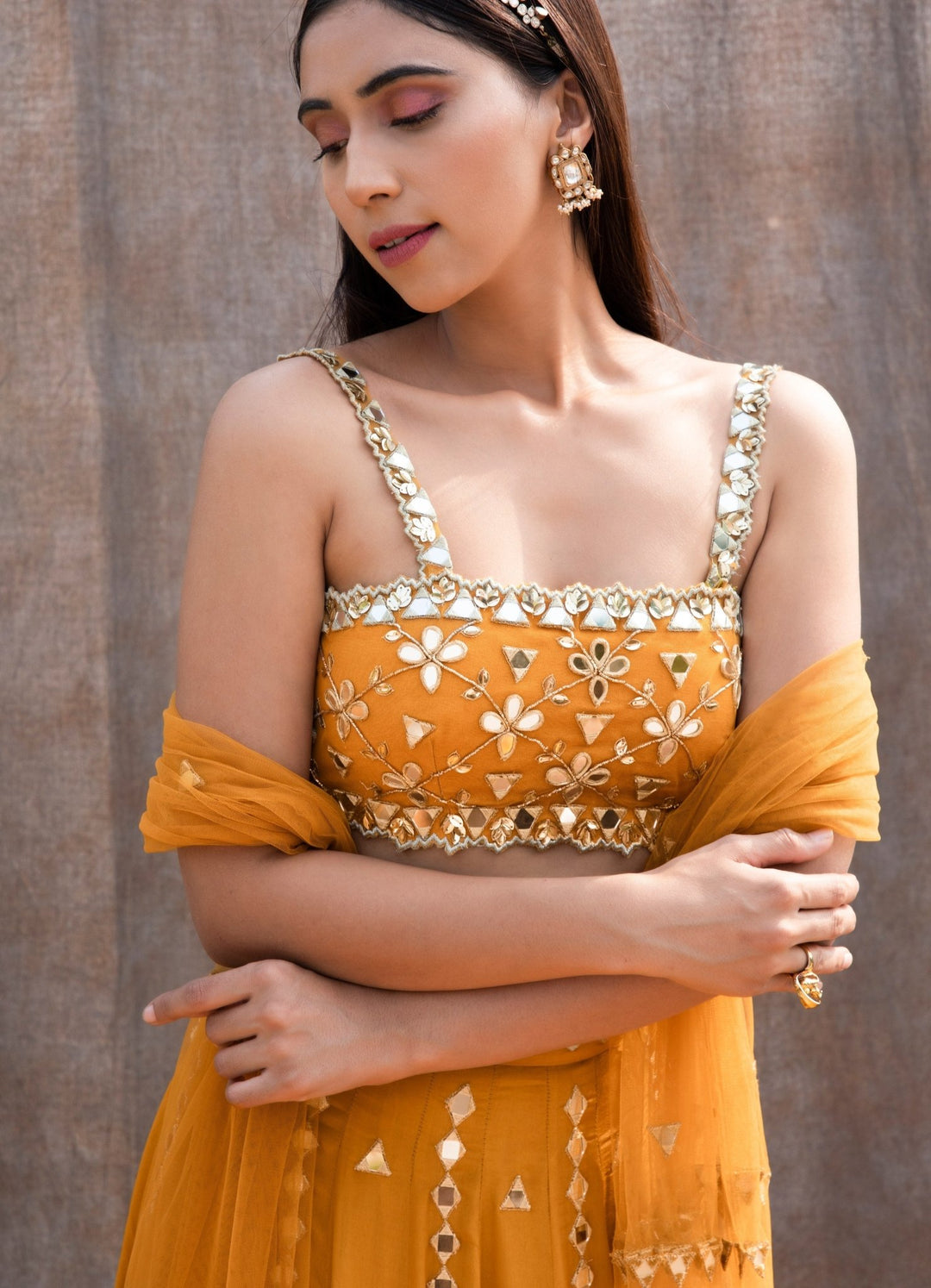 Yellow Mirror Lehenga Set Silky Bindra - Fabilicious Fashion