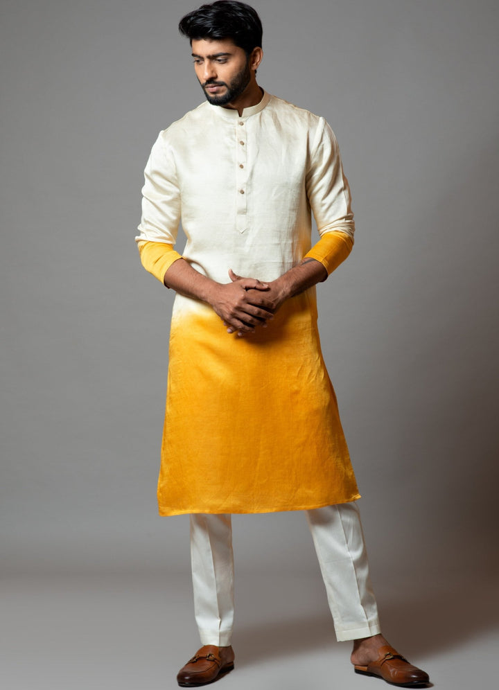 Yellow Ombre Shaded Kurta And Pant Pajama Smriti - Fabilicious Fashion