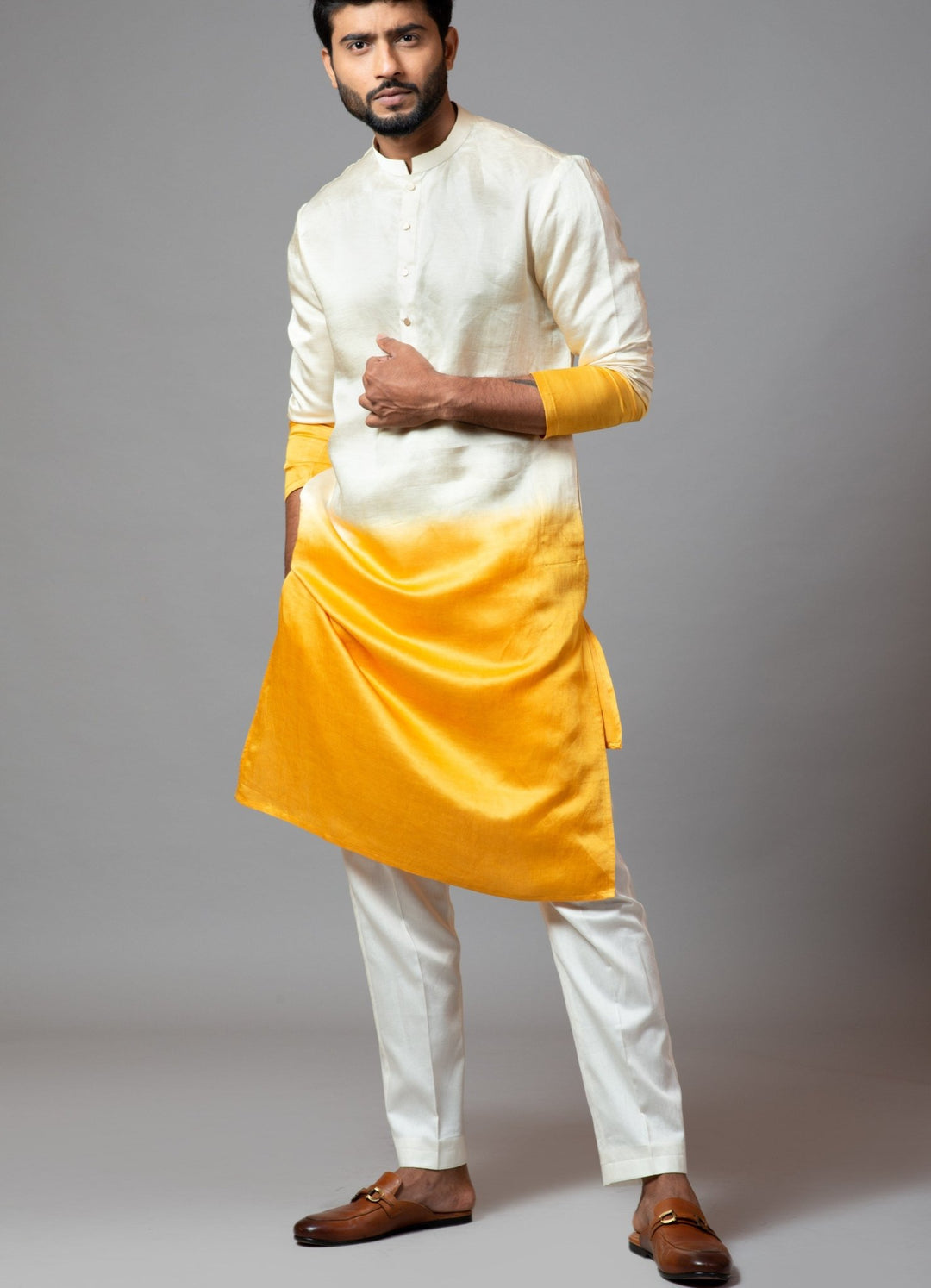 Yellow Ombre Shaded Kurta And Pant Pajama Smriti - Fabilicious Fashion
