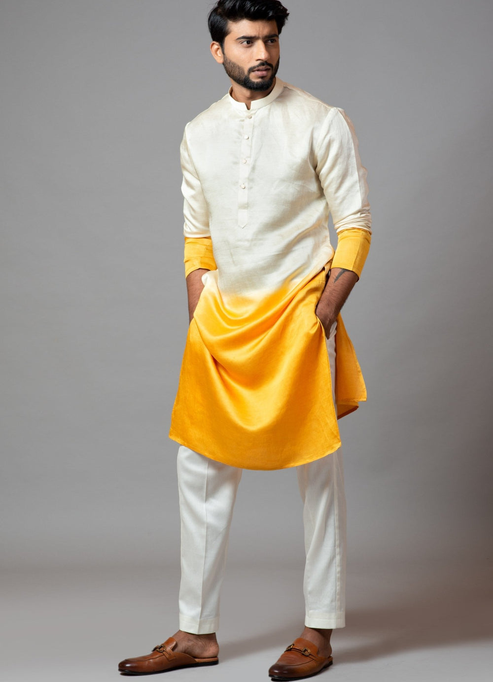 Yellow Ombre Shaded Kurta And Pant Pajama Smriti - Fabilicious Fashion