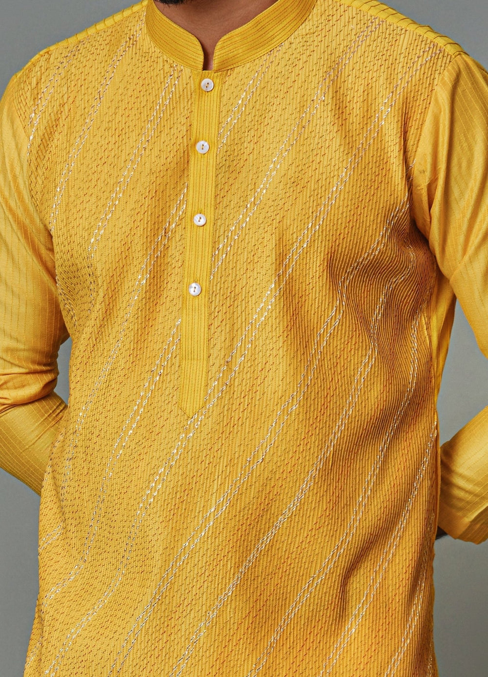 Yellow Pintex Kurta With Pant Set Chatenya Mittal - Fabilicious Fashion